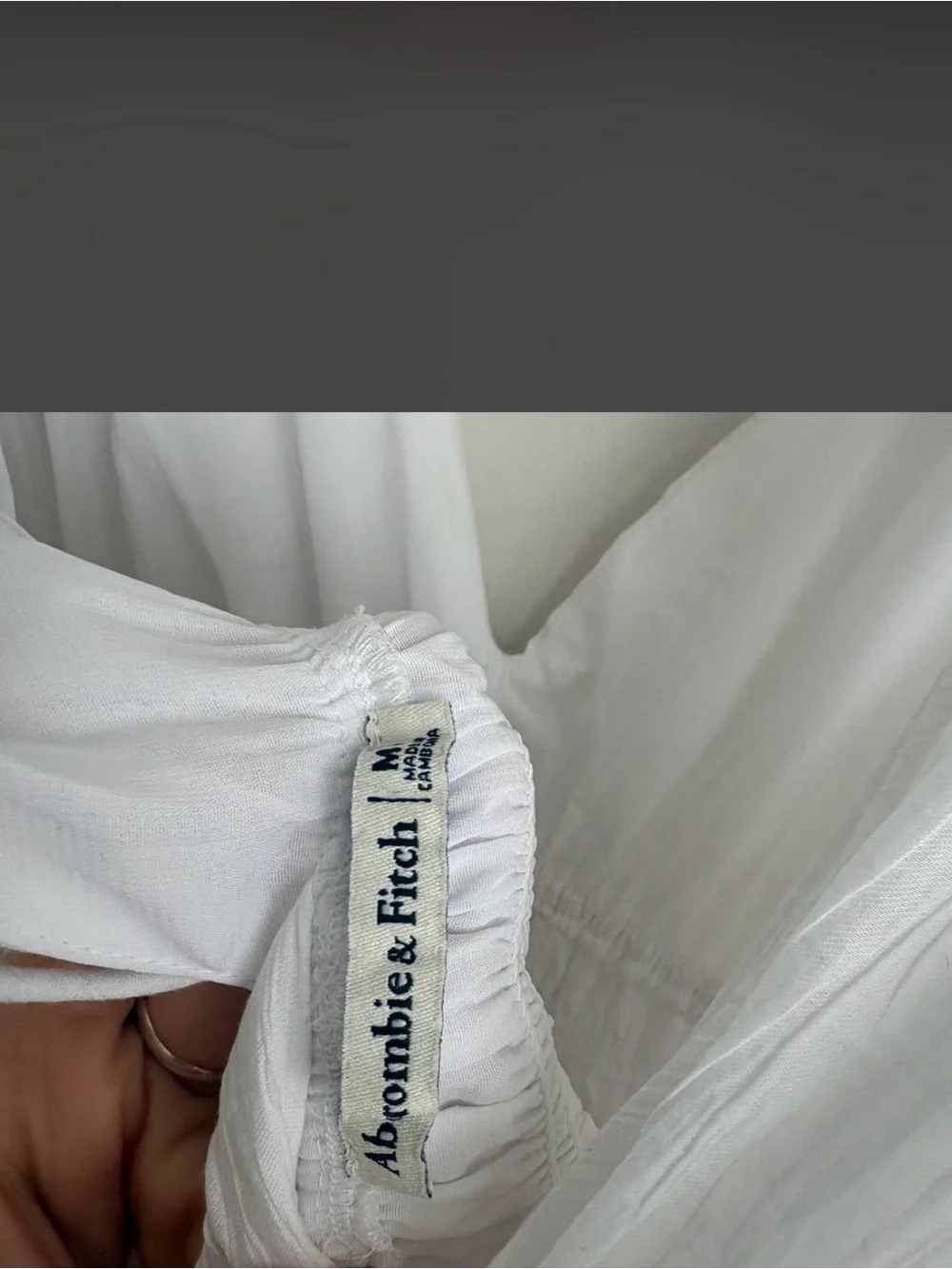 Abercrombie & Fitch White V-Neck Smocked Waist Maxi Dress